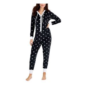 JENNI INTIMATES Intimates Black Solid Trim And Cuffs One-Piece Pajamas M